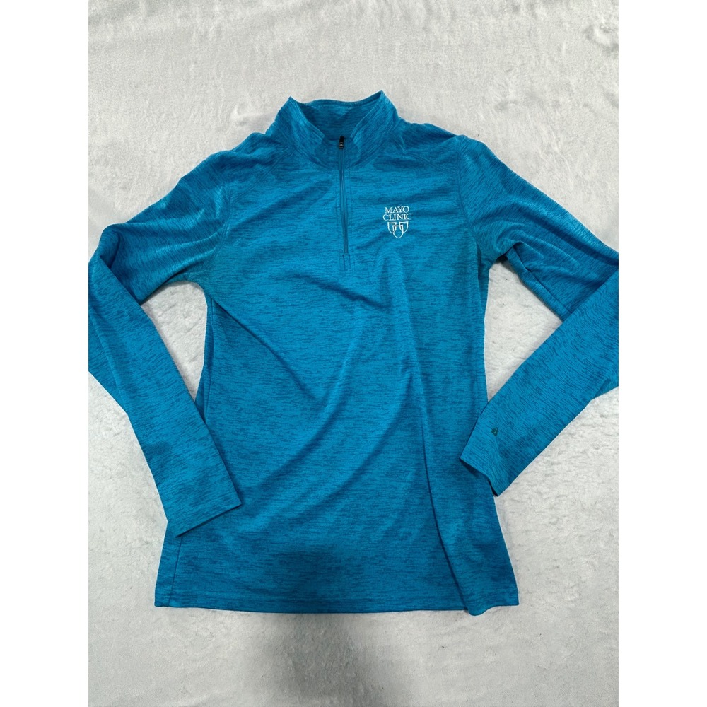 Mayo Clinic Blue Space Dye Quarter Zip Pullover Long Sleeve Athletic Top Mens S